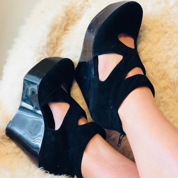 Robert Clergerie Suede Platform Wedges - Picture 1 of 5